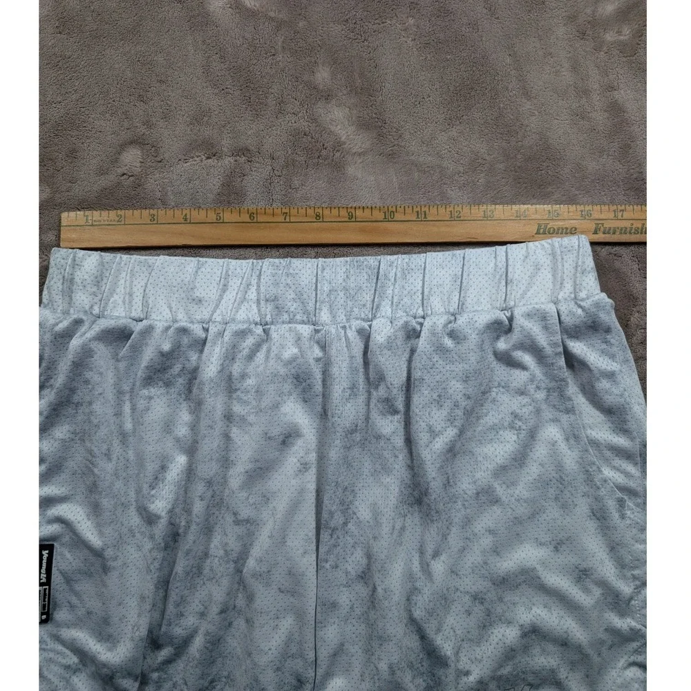 YoungLA 2-in-1 Gym Shorts Mens XXL Grey Marble Mesh Compression Liner Zippered